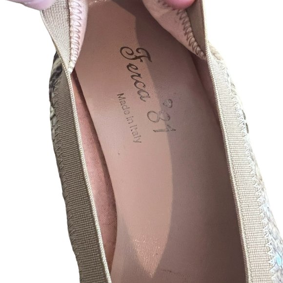 Women's Ferca 81 Snakeskin Italian‎ Ballet Flats Size 37 - Picture 2 of 3